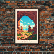 Carregar imagem no visualizador da galeria, Arches National Park Utah Travel Art, National Park Print, Minimalist Travel Art, Midcentury Modern Style Landscape Painting
