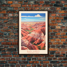 Carregar imagem no visualizador da galeria, Badlands National Park South Dakota Travel Art, National Park Print, Minimalist Travel Art, Midcentury Modern Style Landscape Painting
