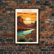 Carregar imagem no visualizador da galeria, Big Bend National Park, Framed Wall Art Canvas Print, Travel Poster, Texas Travel Art, Roadtrip Decor, Cool Art, Retro State Park Art
