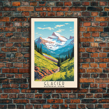 Carregar imagem no visualizador da galeria, Glacier National Park Montana Travel Art, National Park Print, Minimalist Travel Art, Midcentury Modern Style Landscape Painting
