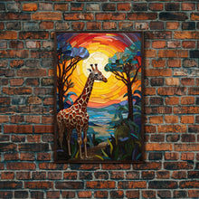 Load image into Gallery viewer, Giraffe Decor, Nursery Wall Decor, Canvas Print, Wall Hanging, Portrait Art, Giraffe Gift, Playroom Art, Safari Art, Entryway Prints
