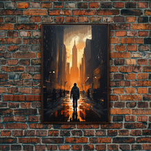 Load image into Gallery viewer, Dystopian Art, City, Urban Art, Cityscape Art, Canvas Print, Wall Hanging, Portrait Art, Gift For Coworker, Video Game Art, Tiny House Decor
