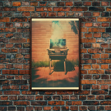 Load image into Gallery viewer, Barbecue Grill, Farmhouse Wall Art, Outdoors Art, Grill Gifts, Canvas Print, Wall Hanging, Portrait Art, Man Cave Art, Office Wall Decor
