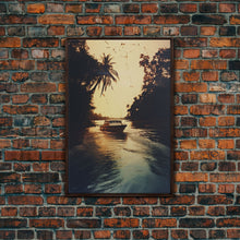Load image into Gallery viewer, Boat Art, River Wall Art, Adventure, Canvas Print, Wall Hanging, Portrait Art, Nature Wall Art, Gift For Boss, Office Wall Art, Room Decor
