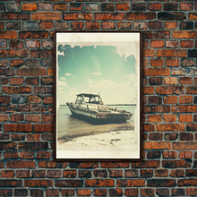 Load image into Gallery viewer, Boat Wall Art, Beach Wall Art, Coastal Wall Art, Canvas Print, Wall Hanging, Portrait Art, Home Wall Decor, Office Wall Art, Unique Gift
