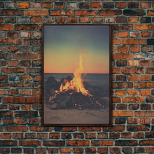 Carregar imagem no visualizador da galeria, Campfire Wall Art, Beach Wall Art, Coastal Print, Canvas Print, Wall Hanging, Portrait Art, Minimalist Wall Art, Ocean Art, Military Gift

