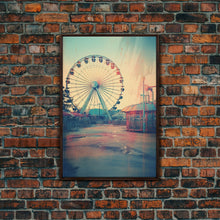 Load image into Gallery viewer, Ferris Wheel, Theme Park, Carnival Rides, Canvas Print, Wall Hanging, Portrait Art, New Homeowner Gift, Modern Home Decor, Bookshelf Decor
