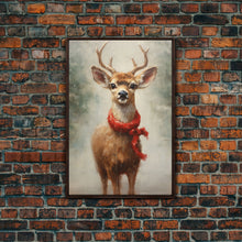 Carregar imagem no visualizador da galeria, Cute Buck Dressed For Christmas, Christmas Decor, Woodland Animals, Christmas Wall Art, Winter Decor, Holiday Decor, Seasonal Decor
