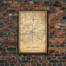 Load image into Gallery viewer, Fort Worth map print poster or framed canvas, Texas map print poster canvas, Fort Worth city map print poster canvas, Panther City
