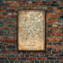 Carregar imagem no visualizador da galeria, Old Bangkok City Map Wall Art Canvas Print, Vintage Style Bangkok Map, Framed Wall Art, Cool Bankok Thailand Wall Art, Office Decor
