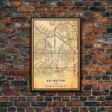 Carregar imagem no visualizador da galeria, Arlington Texas map print poster or framed canvas, Arlington map print poster canvas, Texas city map print poster canvas, Vintage Travel Art
