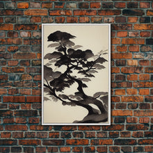 Carregar imagem no visualizador da galeria, Black and White Japanese Maple Tree, Framed Canvas Print, Ready To Hang Framed Wall Art, Living Room Wall Hanging
