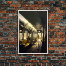 Load image into Gallery viewer, Still life on a subway, train art, framed canvas print
