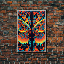 Carregar imagem no visualizador da galeria, Butterfly Fire Rorschach Art, Dual Meaning, Framed Canvas Print, Optical Illusion Art
