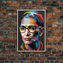 Load image into Gallery viewer, Notorious RBG, Ruth Bader Ginsburg Pop Art Portrait, Framed Canvas Print, Colorful Historic Figure Art
