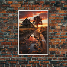 Load image into Gallery viewer, Country Lane Sunset Canvas Print, Country Roads, Dirt Road Art, Primitive Decor
