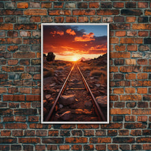 Carregar imagem no visualizador da galeria, Abandoned Train Tracks Somewhere In The Arizona Desert, Framed Canvas Print, Western Decor
