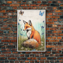 Load image into Gallery viewer, Fox Art Print, Boho Wall Decor, Woodland Animals, Nursery Minimalist Baby Room, Earth Tone Monochromatic, Modern Gender Neutral, Canvas Art
