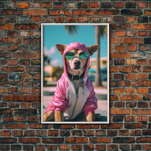 Load image into Gallery viewer, Dog Sunglasses, Pink Hoodie, Chihuahua Wall Print, Dog Wall Art, Funny Wall Art, Framed Wall Art, Framed Canvas, Wall Print, Wall Canvas
