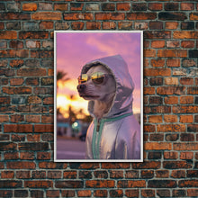 Cargar imagen en el visor de la galería, Chihuahua Wall Print, Dog Wall Art, Dog Sunglasses, Dog In Pink Hoodie, Funny Art, Framed Wall Art, Framed Canvas, Wall Print, Wall Canvas
