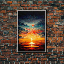 Carregar imagem no visualizador da galeria, Abstract sunset and clouds canvas print, beautiful oil painting print, nature and landscape wall art, ready to hang
