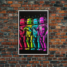 Load image into Gallery viewer, 1950s Style Scifi Robot Art, Art Deco Scifi Poster Art on Canvas, Framed Canvas Print, Game Room Decor
