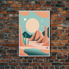 Load image into Gallery viewer, Scandinavian Inspired Midwestern Pop Art, Minimalist Boho Style Desert Landscape, Framed Canvas Print, Western Abstract Art
