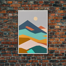 Load image into Gallery viewer, Scandinavian Inspired Pacific Northwest Art, Minimalist Boho Style Forest Landscape, Framed Canvas Print, Western Abstract Art
