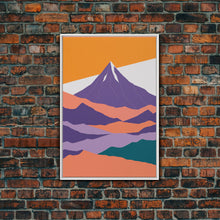 Load image into Gallery viewer, Scandinavian Inspired Pacific Northwest Art, Minimalist Boho Style Forest Landscape, Framed Canvas Art, Abstract Art, Purple Mountains
