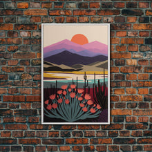 Carregar imagem no visualizador da galeria, Boho Style Mountain Landscape, Minimalist Art, Sunset Over The Mountains
