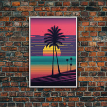 Carregar imagem no visualizador da galeria, Framed Canvas Print | Art Deco Sunset, Beaches, Pop Art, Palm trees, Retro Style, Island Vibe | Vibrant and Colorful | Retro Style
