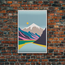 Load image into Gallery viewer, Surrealist Mountain Landscape, Abstract, Framed Canvas Print, Pink Mountains
