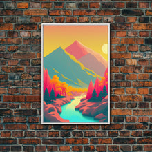 Load image into Gallery viewer, Surrealist Pop Art, Pink Turquoise Landscape Art, Framed Canvas Print, Minimalist Art
