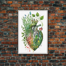 Carregar imagem no visualizador da galeria, Florapunk Heart, Anatomical Heart Painting Canvas Print, Watercolor Heart, Human Heart, Pond Heart, Marsh Painting, Waterlily, Lily pads
