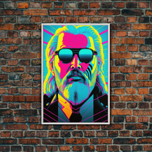Carregar imagem no visualizador da galeria, Businessman Odin Pop Art Movie Poster Art, Norse Mythology, Wall Art, Framed Canvas Print, Futuristic Portrait of Odin, WPAP Style
