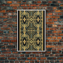 Load image into Gallery viewer, Art Deco Pattern Wall art, Framed Canvas Print, Art Deco, Gold &amp; green art, Framed painting, Black colors, Wonderful art, 1920s Style Art
