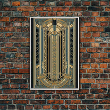 Carregar imagem no visualizador da galeria, Art Deco Pattern Wall art | Framed Canvas Print | Art Deco | Gold &amp; blue art | Wonderful art | Lines art | Geometric art | Living room art
