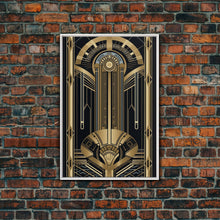 Carregar imagem no visualizador da galeria, Art Deco Pattern Wall art, Framed Canvas Print, Art Deco, Gold &amp; black art, Wonderful art, Lines art, Blue colors, Abstract art, Patterns
