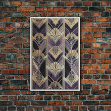 Load image into Gallery viewer, Art Deco Pattern Wall art, Framed Canvas Print, Art Deco, Pattern art, Yellow &amp; purple art, Stained glass art, Abstract nature, Office decor
