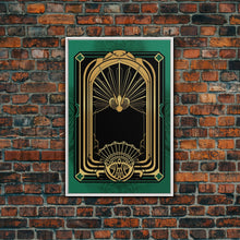 Carregar imagem no visualizador da galeria, Art Deco Wall art, Framed Canvas Print, Art Deco, Gold &amp; green art, Living room art, Abstract art, Beautiful art, Colorful painting
