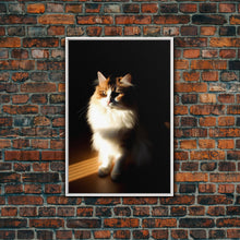 Load image into Gallery viewer, Portrait of a Calico Cat, Framed Canvas Print, Cat Art, Cat Photography, Cat Wall Art
