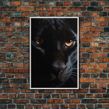 Load image into Gallery viewer, Portrait Of A Predator, Black Cat, Black Panther Photography, Framed Canvas Print, Wood Frame Wall Art
