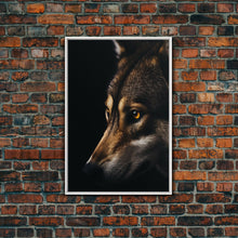 Load image into Gallery viewer, Animal Prints, Timber Wolf, Portrait Of A Wolf, Framed Canvas Print, Wolf Photography Art, Timber Wolves Art
