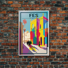 Load image into Gallery viewer, Fes Travel Poster, Morocco Wall Art, Moroccan Art, Morocco Poster, Travel Wall Print, Travel Poster, Travel Wall Art, Canvas Wall Print
