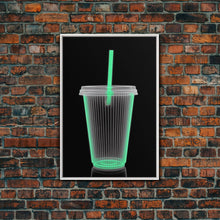 Load image into Gallery viewer, Disposable Plastic Cup Wall Art, Green Cup, Kitchen Wall Art, Minimalist Print, Wall Decor, Canvas Print, Wall Art, Framed Canvas
