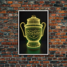 Load image into Gallery viewer, 3D Trophy Wall Decor, Yellow Art Print, Glowing Art, Minimalist Print, Wall Decor, Canvas Print, Wall Art, Framed Canvas
