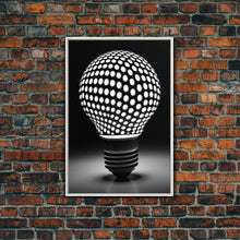 Load image into Gallery viewer, Dotted Light Bulb Wall Decor, Black And White Art, Dotted Art, Minimalist Print, Wall Decor, Canvas Print, Wall Art, Framed Canvas
