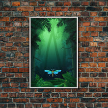 Load image into Gallery viewer, Dragonfly Wall Art, Nature Wall Decor, Woods, Trees, Green Art, Minimalist Print, Wall Decor, Canvas Print, Wall Art, Framed Canvas
