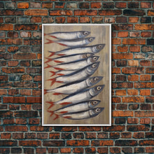 Carregar imagem no visualizador da galeria, Fish Wall Art, Sardines Painting, Food Wall Decor, Kitchen Wall Art, Minimalist Wall Art, Wall Decor, Canvas Print, Wall Art, Framed Canvas
