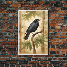 Load image into Gallery viewer, Crow Wall Art, Black Bird Wall Decor, Animal Wall Art, Trees, Nature, Modern Print, Wall Decor, Canvas Print, Wall Art, Framed Canvas
